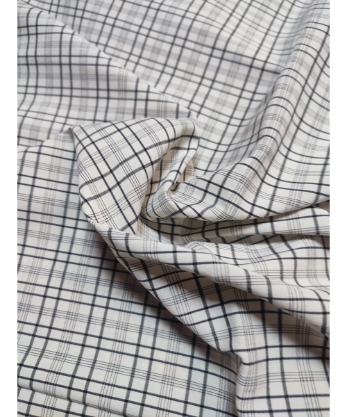 Tkanina bawełniana KRATECZKA szara koszulowa - KUPON 1,90x146